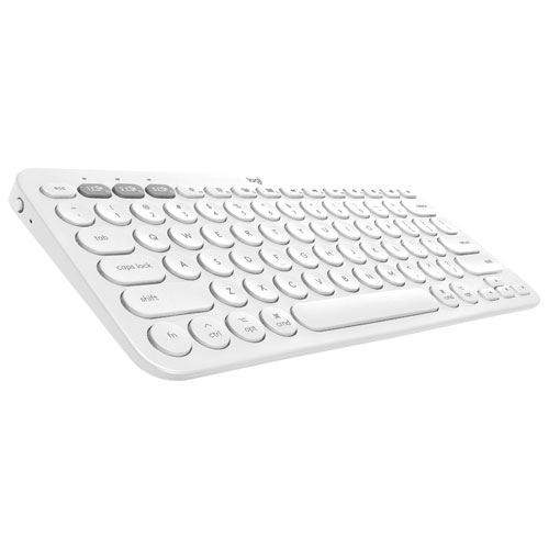 Clavier sans fil mince K380 sans pavé numérique de Logitech pour Mac avec  raccourcis personnalisables - Blanc cassé - Anglais
