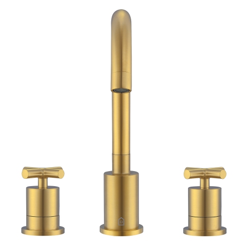Ancona Ava Series Widespread Cross Handle Bathroom Faucet in Brushed Titanium Gold finish