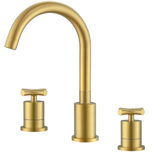 Ancona Ava Series Widespread Cross Handle Bathroom Faucet in Brushed Titanium Gold finish