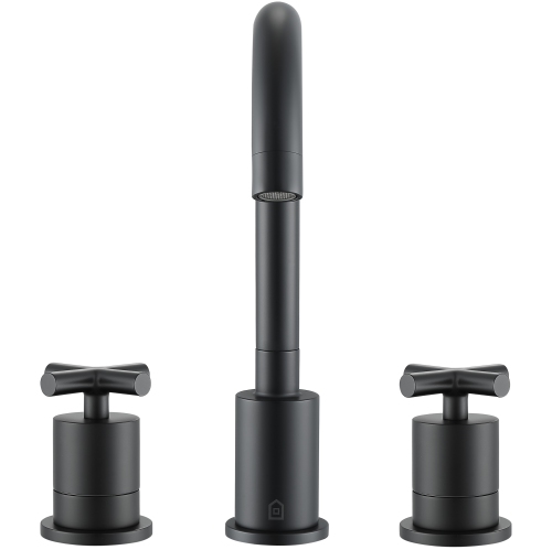 Ancona Ava Series Widespread Cross Handle Bathroom Faucet in Matte Black finish