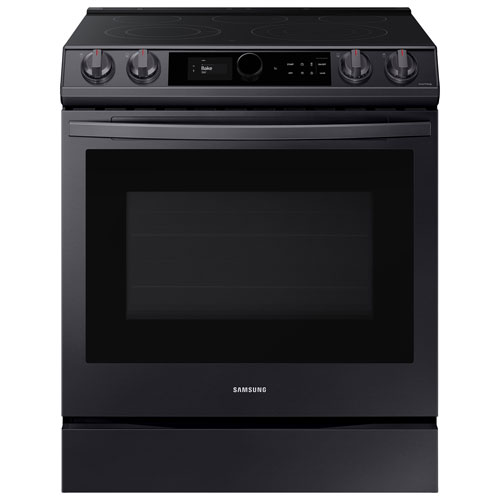 Samsung 30" 6.3 Cu. Ft. True Convection Slide-In Electric Air Fry Range - Black Stainless