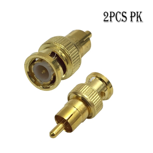 Hyfai 2pcs PK Gold-Plated RCA Male Plug to BNC Male Jack Adapters Coaxial Connector for CCTV Security Camera Adapter