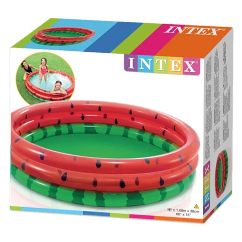 Intex - Children's Inflatable Pool With Three Rings, 66 '' X 15 '', Watermelon Pattern