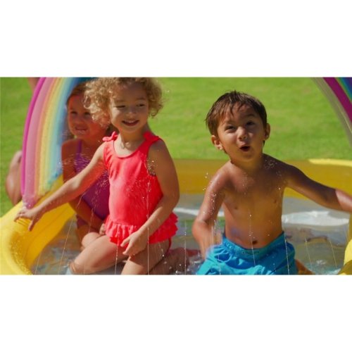 Intex - Inflatable children's pool with fountain, 58 '' x 51 '' x 34 '', Rainbow