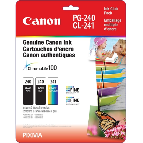 Genuine Canon PG-240 Twin CL-241 Ink Cartrige Club Pack, 2 Black and 1 Tri-Colour - 5207B005