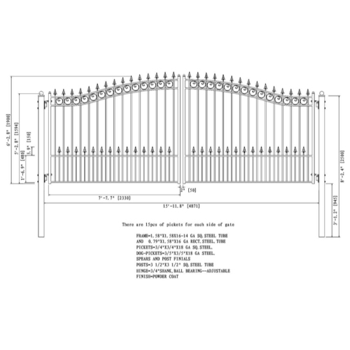 ALEKO® DG16PRAD Prague Style Dual Swing Steel Driveway Gate 16'