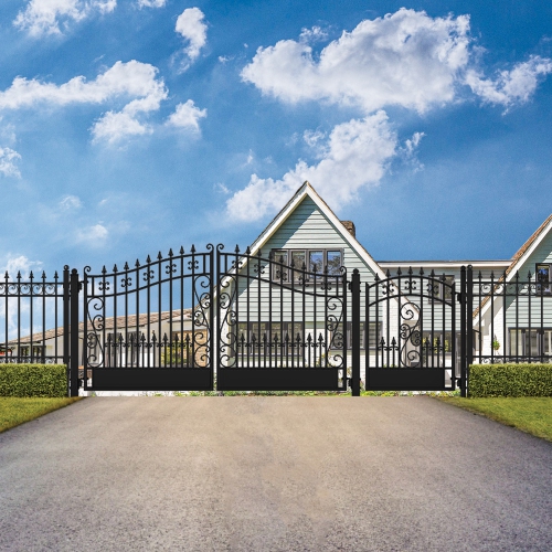 ALEKO SET16X4VEND Venice Style Steel Swing Dual Driveway 16 ft with Pedestrian Gate 4 ft