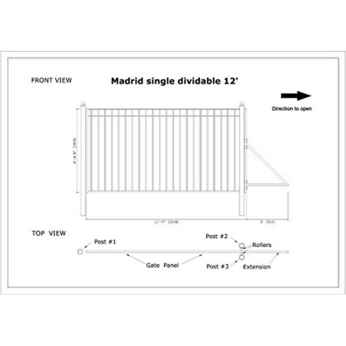 ALEKO DG12MADSSW Madrid Style Single Swing Steel Driveway Gate 12'