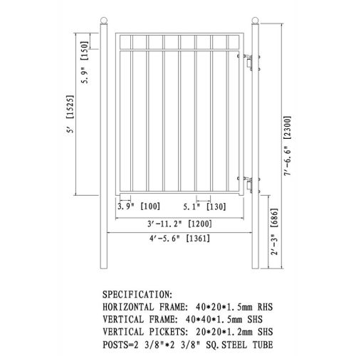 ALEKO Wrought Galvanized Steel and Powder Coated Paint MADRID Style Pedestrian Gate 5'