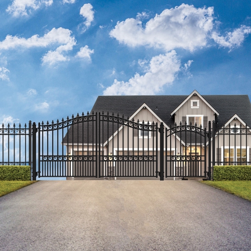 ALEKO SET18X4LOND London Style Iron Dual Steel Driveway Gate 18Ft and Pedestrian Gate 4Ft