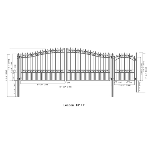 ALEKO SET18X4LOND London Style Iron Dual Steel Driveway Gate 18Ft and Pedestrian Gate 4Ft