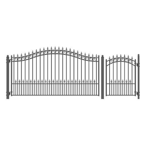 ALEKO SET12X4PRAS Prague Style Steel Swing Single Driveway 12 ft with Pedestrian Gate 4 ft