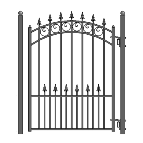 ALEKO SET12X4PRAS Prague Style Steel Swing Single Driveway 12 ft with Pedestrian Gate 4 ft