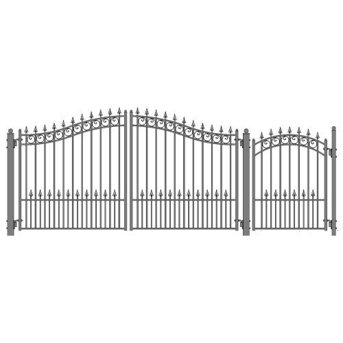 ALEKO SET16X4PRAD Prague Style Steel Swing Dual Driveway 16 ft with Pedestrian Gate 4 ft