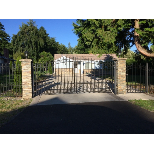 ALEKO SET16X4PRAD Prague Style Steel Swing Dual Driveway 16 ft with Pedestrian Gate 4 ft