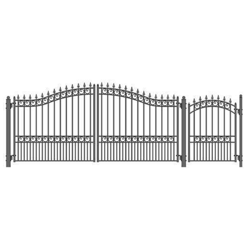 ALEKO SET14X4LOND London Style Steel Swing Dual Driveway 14 ft with Pedestrian Gate 4 ft