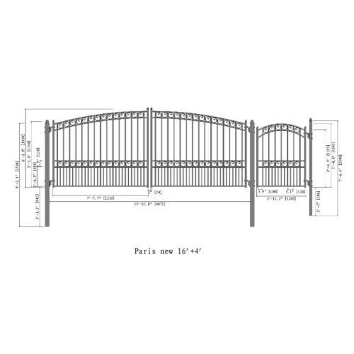 ALEKO SET16X4PARD Paris Style Steel Swing Dual Driveway 16 ft with Pedestrian Gate 4 ft