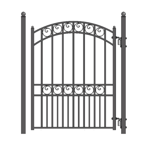 ALEKO SET14X4PARS Paris Style Steel Swing Single Driveway 14 ft with Pedestrian Gate 4 ft
