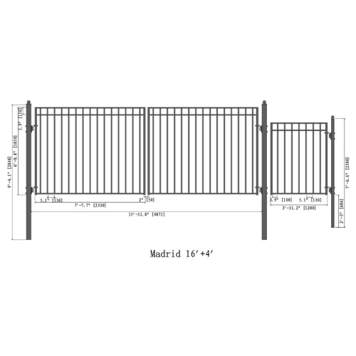 ALEKO SET14X4MADD Madrid Style Steel Swing Dual Driveway 14 ft with Pedestrian Gate 4 ft