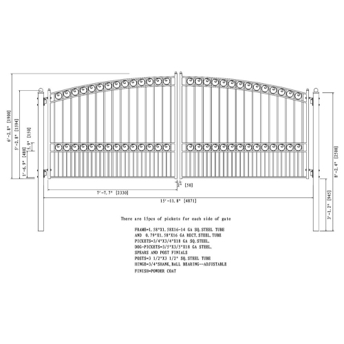 ALEKO® DG16PARD Paris Style Dual Swing Steel Driveway Gate 16'