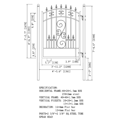 ALEKO® Venice Steel Pedestrian Gate 5'