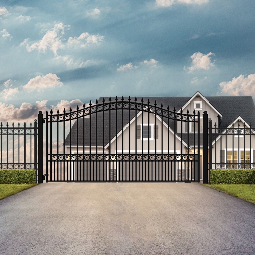 ALEKO DG14LONSSW London Style Single Swing Steel Driveway Gate 14'