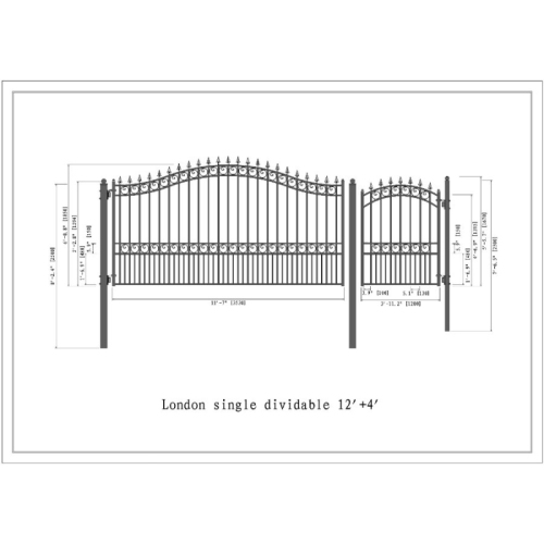 ALEKO SET12X4LONS London Style Steel Swing Single Driveway 12 ft with Pedestrian Gate 4 ft