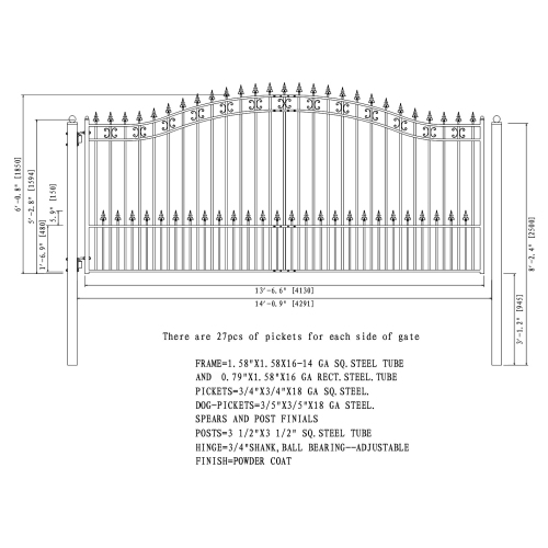 ALEKO® DG14STPSSW St.Petersburg Style Single Swing Steel Driveway Gate 14' X 6 1/4' FREE SHIPPING!