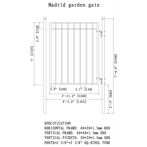 ALEKO SET16X4MADD Madrid Style Steel Swing Dual Driveway 16 ft with Pedestrian Gate 4 ft