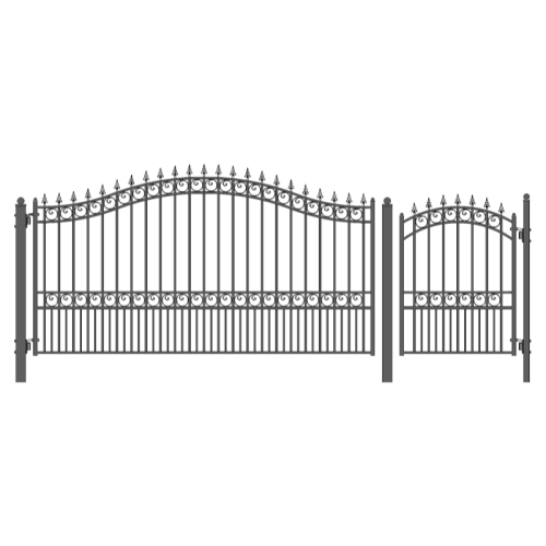 ALEKO SET14X4LONS London Style Steel Swing Single Driveway 14 ft with Pedestrian Gate 4 ft