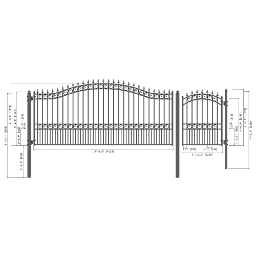 ALEKO SET14X4LONS London Style Steel Swing Single Driveway 14 ft with Pedestrian Gate 4 ft