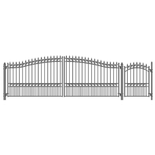 ALEKO SET12X4LOND London Style Steel Swing Dual Driveway 12 ft with Pedestrian Gate 4 ft