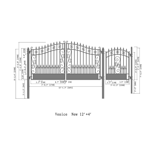 ALEKO SET12X4VEND Venice Style Steel Swing Dual Driveway 12 ft with Pedestrian Gate 4 ft