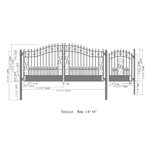 ALEKO SET14X4VEND Venice Style Steel Swing Dual Driveway 14 ft with Pedestrian Gate 4 ft