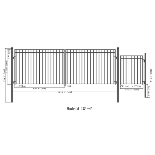 ALEKO SET18X4MADD Madrid Style Steel Swing Dual Driveway 18 ft with Pedestrian Gate 4 ft