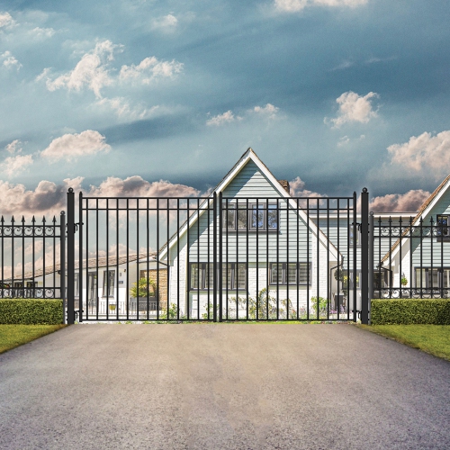 ALEKO DG14MADD Madrid Style Dual Swing Steel Driveway Gate 14'