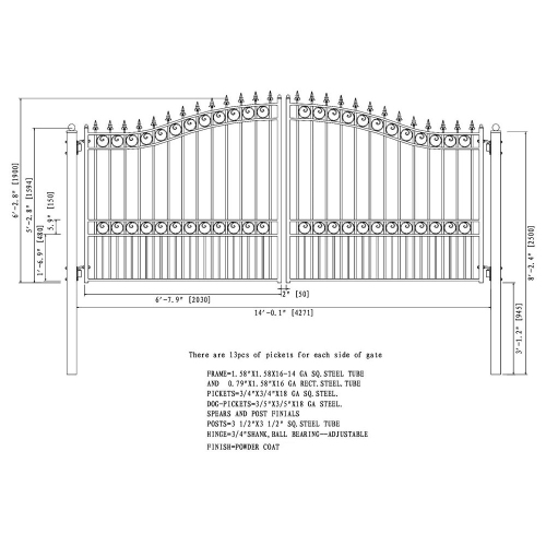 ALEKO DG14LOND London Style Dual Swing Steel Driveway Gate 14'