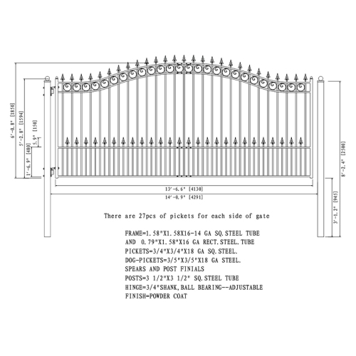 ALEKO DG14PRASSW Prague Style Single Swing Steel Driveway Gate 14'