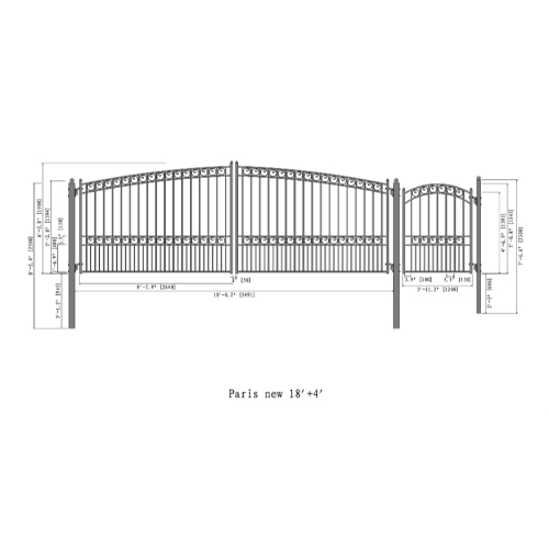 ALEKO SET18X4PARD Paris Style Steel Swing Dual Driveway 18 ft with Pedestrian Gate 4 ft