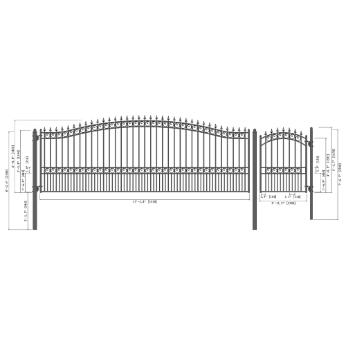 ALEKO SET18X4LONS London Style Steel Swing Single Driveway 18 ft with Pedestrian Gate 4 ft