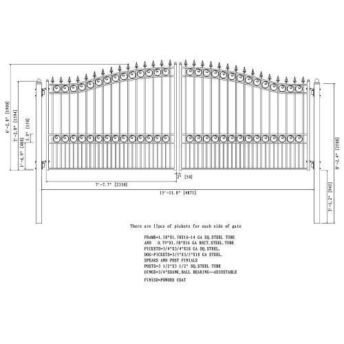 ALEKO® DG16LOND London Style Dual Swing Steel Driveway Gate 16'