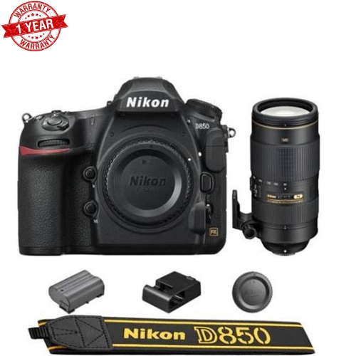 Appareil photo reflex numérique D850 de Nikon + objectif ED VR AF-S 80 mm f/4.5-5,6G NIKKOR - version américaine avec garantie du vendeur