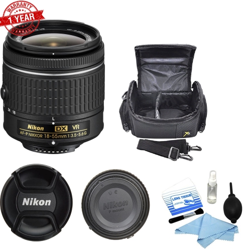 Nikon AF-P DX Nikkor 18-55mm F/3.5-5.6G ED VR W/ Cleaning Kit & Mini DSLR Bag - US Version w/ Seller Warranty