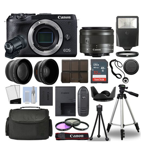 Canon EOS M6 Mark II Mirrorless Digital Camera & 15-45mm Lens W/ 32GB Accessory Bundle Package - US Version w/ Seller Warranty