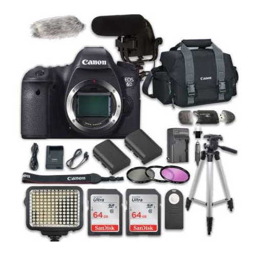 Canon EOS 6D Digital SLR Camera Bundle + Video Creator Deluxe Accessory Bundle - US Version w/ Seller Warranty