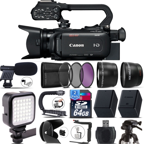 Canon XA15 Compact Full HD Camcorder with SDI, HDMI, and Composite Output with Microphone Essential Bundle - US Version w/ Seller Warranty