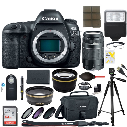 Canon EOS 5D Mark IV 30.4 MP Full Frame CMOS DSLR Camera & 75-300mm Lens Ultimate Bundle - US Version w/ Seller Warranty