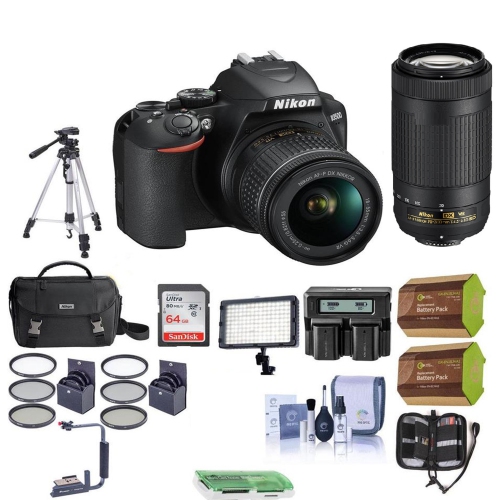 Nikon D3500 24MP DSLR Camera w/NIKKOR 18-55mm and 70-300mm VR Lens W/Pro Acc Kit - US Version w/ Seller Warranty