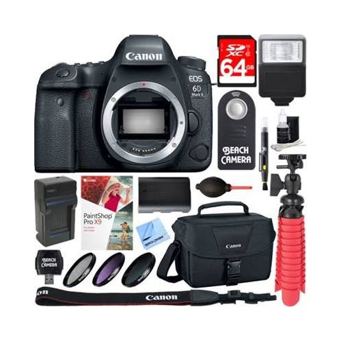Canon EOS 6D Mark II 26.2MP Full-Frame Digital SLR Camera Body + 64GB Accessory Bundle - US Version w/ Seller Warranty