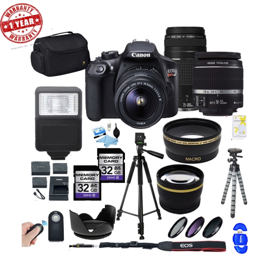 Canon EOS Rebel T6 18.0 MP Digital SLR Camera ||18-55mm & 75-300mm III Double Zoom Kit - US Version w/ Seller Warranty